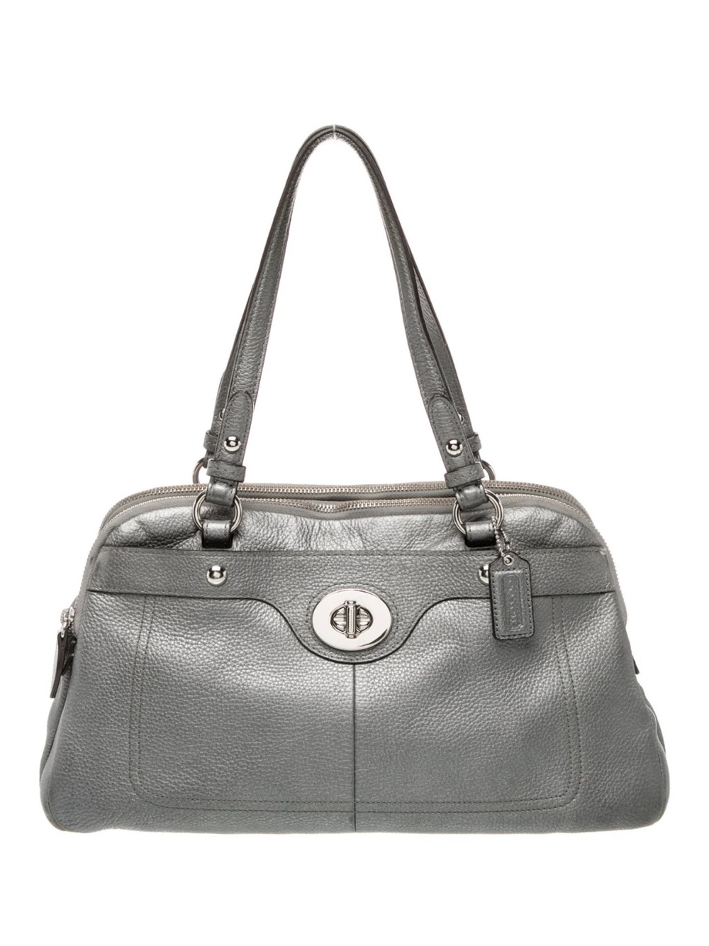 Coach Penelope Pebbled Gray Leather Satchel
model number F16529.
